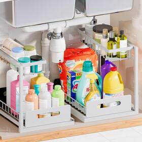 Vs719-wh Vusign 2 Pack Under Sink Organizer And Storage Tier White