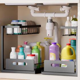 Vs724-bk Vusign 2 Tier Under Sink Organizer And Storage Slide Out Pull Cabinet