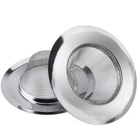 W Wild Tribe 946936100015 2 Pcs Stainless Steel Kitchen Mesh Silver Sink Strainer Large Wide Rim 4.5 Inch D