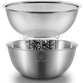 1339-1340 Wagensteiger Stainless Steel Mixing Bowl And 3-legged Colander Set Multipurpose Kitchen B 1339-1340 Wagensteiger Stainless Steel Mixing Bowl And 3-legged Colander Set Multipurpose Kitchen B
