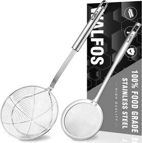 Walfos 445002395373 Spider Strainer Set Of 2-5.5 Inch Stainless Steel Fryer Scoop And 4