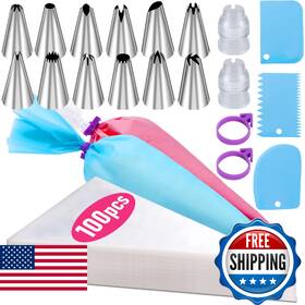 B0b5xp1wsj Wddeevoi 100pcs Piping Bags And Tips Set 12 Inch Disposable Pastry Icing Kit