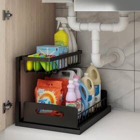 Wt010605-fus Webetop Under Kitchen Sink Organizers And Storage 2 Tier Pull 1 Pack Black