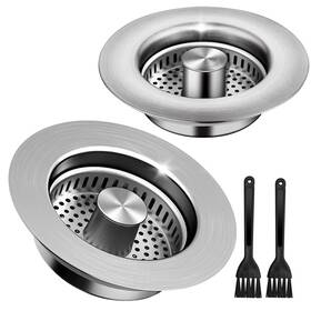 Wermars 762744612535 3-in-1 Kitchen Sink Drain Strainer And Stopper 2 Pack - 304 Stai... Fast Ship