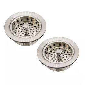 Westbrass 313029538592 3-1/2 Inch Post Style Kitchen Sink Basket Strainer In Stainless Steel 2-pack