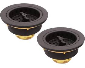 D2135-12 Westbrass Wing Nut Style Large Kitchen Sink Basket Strainer 2 Pack Oil Rubbed