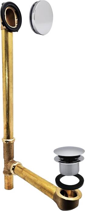 D326h-26 Westbrass European Tip-toe Bath Waste Hidden Overflow -22 Make-up 17 Ga. Chrome