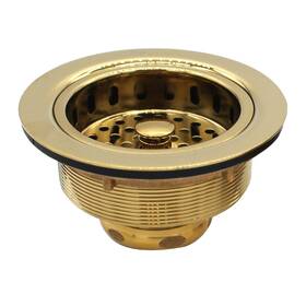 R214-01 Westbrass Large Post Style Kitchen Sink Strainer 3.5-inch Polished Brass Finish
