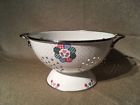 White Paulin Enamel Colander Flowers Heart Strainer Estate Find