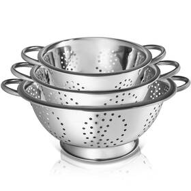 Whysko 850020792566 3 Pack Stainless Steel Colanders With Handles 5 Qt 1 Quart Durab