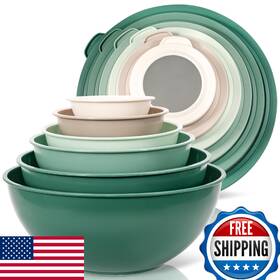 B0d7wd66v5 Whysko 12-piece Colorful Plastic Mixing Bowl Set With Lids - Bpa Free Nesting