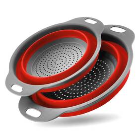 Fc-003 Whzhaocai Collapsible Colander Set Of 2 Silicone Kitchen Strainer Perfect For Dra Inch