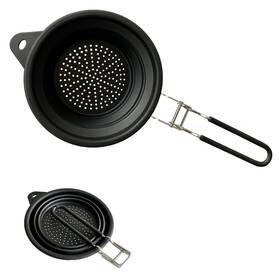 Gy012 Widvih Silicone Collapsible Colander Black Handle Space Saving Kitchen Home Rv