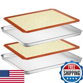 B07jh1hr6d Wildone Baking Sheet With Silicone Mat Set Stainless Steel Cookie Pan 16x12x1 In