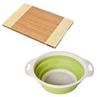 Wkd400-500 Wkd100-012 Welland Collapsible Kitchen Colander Strainer Bambooo Cutting Board Colanders