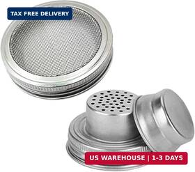Wollcocer 787803761900 Strainer Shaker Lids 316 Stainless Steel Mesh Lid Wide Mouth Sprouting
