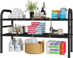 Woc-001 Woncherry Expandable Under Sink Organizers 2-tier Kitchen 2 Tier 8 Boards Black