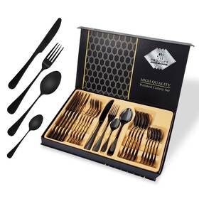 Gskw2020 Woppow Black Silverware Set Stainless Steel Flatware Service For 6 Kitchen Cut