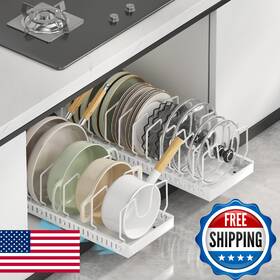 B0fhj3jx22 Woshen Pots And Pans Organizer Under Cabinet Pull Out Pot Lid Holder Sliding Sto