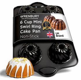 B0fmfpc34p Wrenbury Swirl Buntz Pan For Baking Mini Non-stick 6-cup Fluted Cake Tin Small C