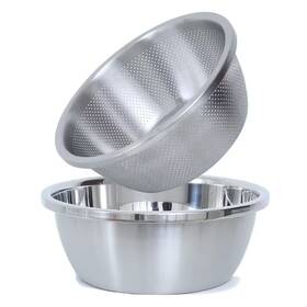 Wudkey 445008535513 2-piece 5 Quart Stainless Steel Microporous Colander With Mixing Bowl For Washing