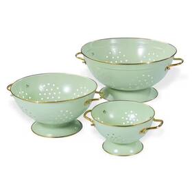 Wudkey 445010113167 Metal Colander Set Of 3 Strainer Basket With Handles For Kitchen Solid Base Pow
