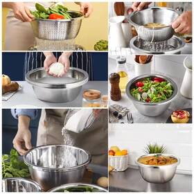 Wudkey 744110380781 4 Quart 304 Stainless Steel Colander With Mixing Bowl Kitchen Strainer For Washin Wudkey 744110380781 4 Quart 304 Stainless Steel Colander With Mixing Bowl Kitchen Strainer For Washin