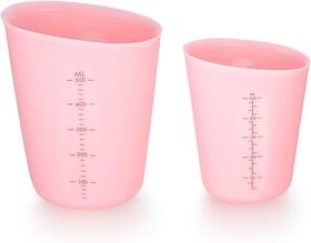 002012 Wugongshan 2 Pcs 250 Ml/500 Ml Silicone Measuring Cups 500 Milliliters Pink