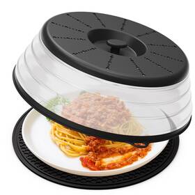 Wvm Wvm-ml-3 Microwave Splatter Cover And Mat Vented Collapsible Black