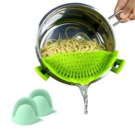 B0dggtgz5d Xianglongrui Clip On Strainer Silicone With Glove Versatile For Big Green New