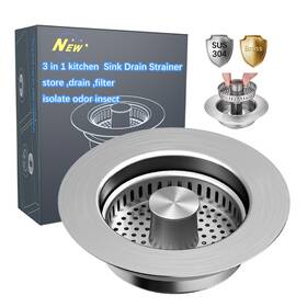 Xiaqila49 Xiaqilaus 3 In 1 Kitchen Sink Drain Strainer Pop Up Stopper Durability Stainless S