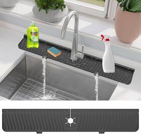 Wl5023-02-0 Xingruyu 30 Inch Kitchen Sink Splash Guard Silicone Faucet Large Black Wl5023-02-0 Xingruyu 30 Inch Kitchen Sink Splash Guard Silicone Faucet Large Black