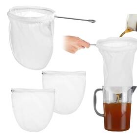 648819 Xthrotsenk 3 Pack Fine Mesh Strainer Bags With Stainless Steel Handle Reusable Nut Milk