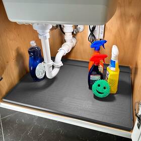 Xtreme Mats 810104282604 Trimmable Rubber Under Sink Cabinet Mat 22.3 Inch W X 34.3 L Gray