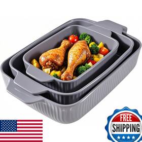 B0cdgn885v Yachi 3-pc Ceramic Bakeware Set Rectangular Oven Dishes With Handles Microwave Saf B0cdgn885v Yachi 3-pc Ceramic Bakeware Set Rectangular Oven Dishes With Handles Microwave Saf