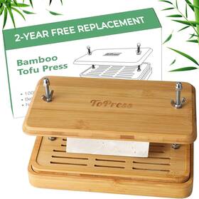 Yarkor 744759295330 Bamboo Tofu Press Built In Strainer And Drip Tray With Cheesecloth- Easily