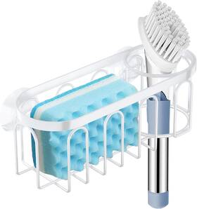 Yazoni Rack 1 2-in-1 Sponge Holder For Kitchen Sink Suction Cup White