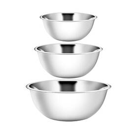 Ybm Home Inc. 813644022433 Stainless Steel Mixing Bowls Set Of 3 For Baking Cooking Silver