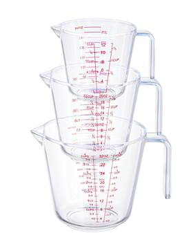 Lb-ps-3pc-rd Yc Kitchen Measuring Cups Plastic Set Of 3-1000ml 1000/600/300ml Clear