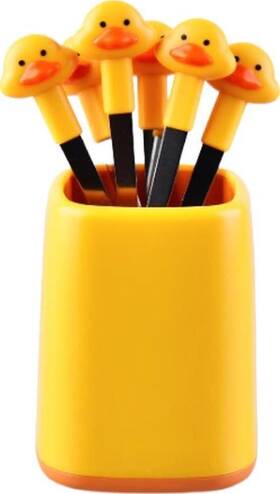 Ljj-059 Yiolibjf 6 Pcs Fruit Forks Practical Food Picks With Holder Reusable Cartoon Toothpick