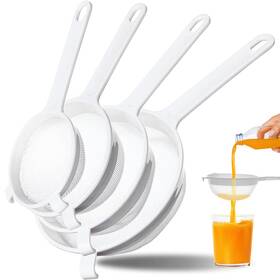 Nz-fba-324 Yiphates #wzn 4 Pcs Plastic Nylon Mesh Strainers For Kitchen With Handle Double Ear M