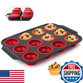 B0dst151vw Yiyeraio 12-cup Silicone Muffin Pan With Metal Frame Baking Egg Bite Mold