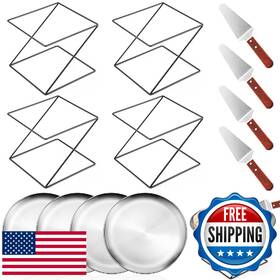 B0cz8wf8gh Yiyiring 12 Pcs Pizza Stand Set 4 Metal Stands Pans Spatulas Silver Sq