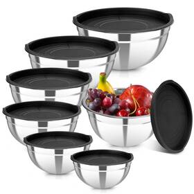 Ys-001 Yjslict 7 Piece Stainless Steel Mixing Bowls With Lids Set Metal Nest Inch