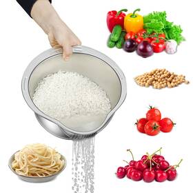 Ylarmyco1 Ylarmy Stainless Steel Rice Strainer And Colander Bowl With Side Drainer For Kitchen