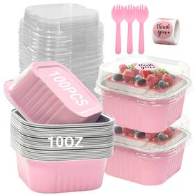 B0d7n3tbj4 Ylnurac 100-pack 10oz Mini Square Aluminum Foil Cake Pans With Lids For Brownies