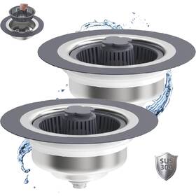 Ksd-2p Yodvnts 2 Pack Upgraded 3 In 1 Kitchen Sink Drain Strainer Pop Up Kitc