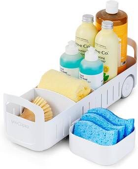 50339 Youcopia Rollout Sink Organizer For Kitchen 5 Inch Wide Rolling Caddy White