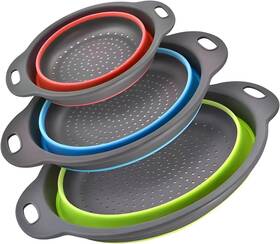 Youxiupinpai 313040282252 Silicone Colander Collapsible Strainers Set For Kitchen- 3 Pack 3qt 4qt 5qt