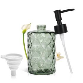 Ytdtkj 698596789241 Green Glass Soap Dispenser 11 Oz/330ml Liquid Hand Lotion 1 Green&black